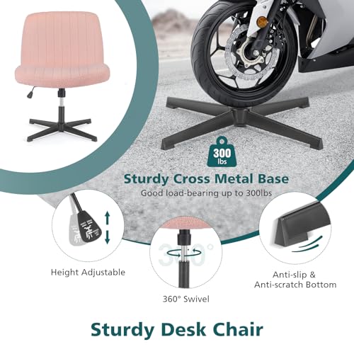 OLIXIS Criss Cross Chairs Legged Armless No Wheels Wide Seat Height Adjustable Swivel Rolling Padded Furry Cute Home Office Desk Seating for Bedroom, Student, Study Room