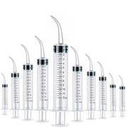 10 Pack Dental Syringes with Curved Tip Disposable Gradient Dental Irrigation Syringes for Oral Dental Care Tonsil Stone Removal Laboratory Feeding Small Pets Curved Measurable (12ml, transparent, 10)