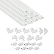 D-Line 157in Cord Cover Kit, Self-Adhesive Wire Hiders, Paintable Cable Raceway to Hide Wires on Wall, Electrical Cable Management - 10x 15.7 Lengths & 19 Accessories - 1.18" (W) x 0.59" (H) - White