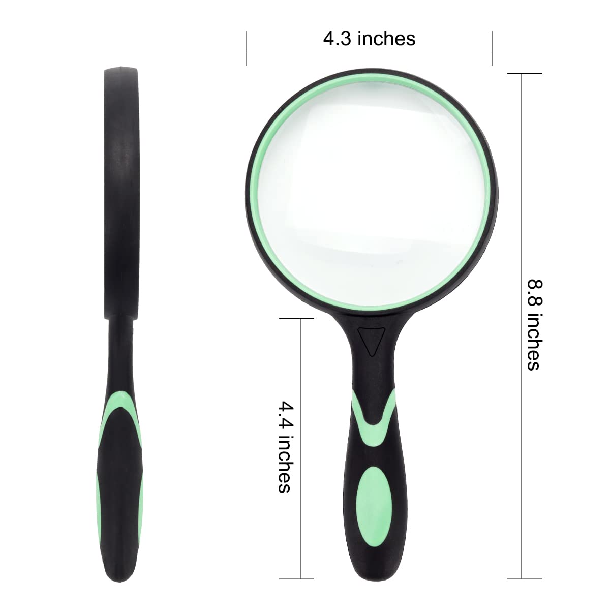 Large Magnifying Glass 10X Handheld Reading Magnifier for Seniors - 100MM 4INCHES Real Glass Magnifying Lens for Book Newspaper Reading, Insect and Hobby Observation, Science (Green)