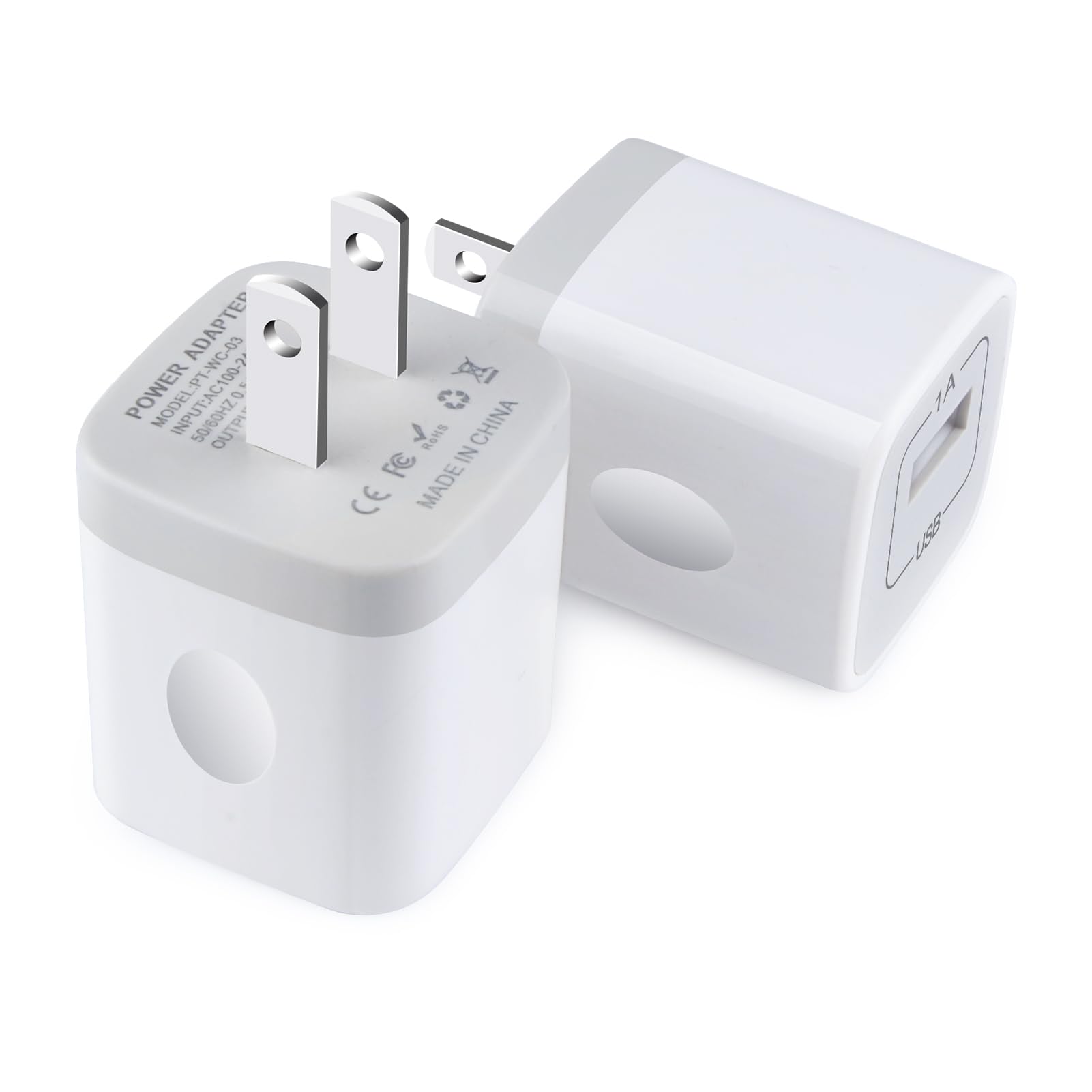 USB Charger Block,5V 1A Wall Charger,2 Pack USB Power Brick Charging Box Cube Compatible with iPhone 15/14/13/12/11/XR/XS/8 Plus/SE,Samsung Galaxy S24/S23 Ultra/S22/S21/S10/S9 /Note 10,Android
