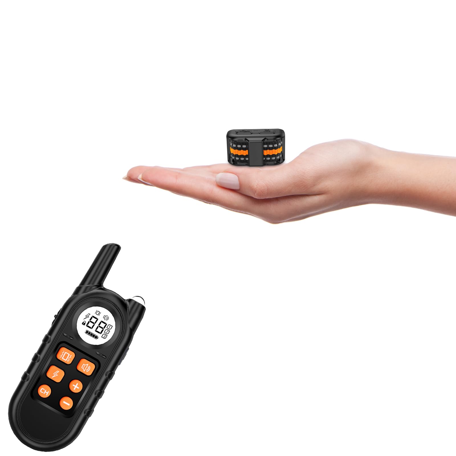 Tiniest Dog Shock Collar, Lightest Dog Training Collar with Remote for Small Dogs 5-15lbs & Medium Large Dogs/Puppies, Waterproof, Rechargeable, 1300ft Range (Orange)