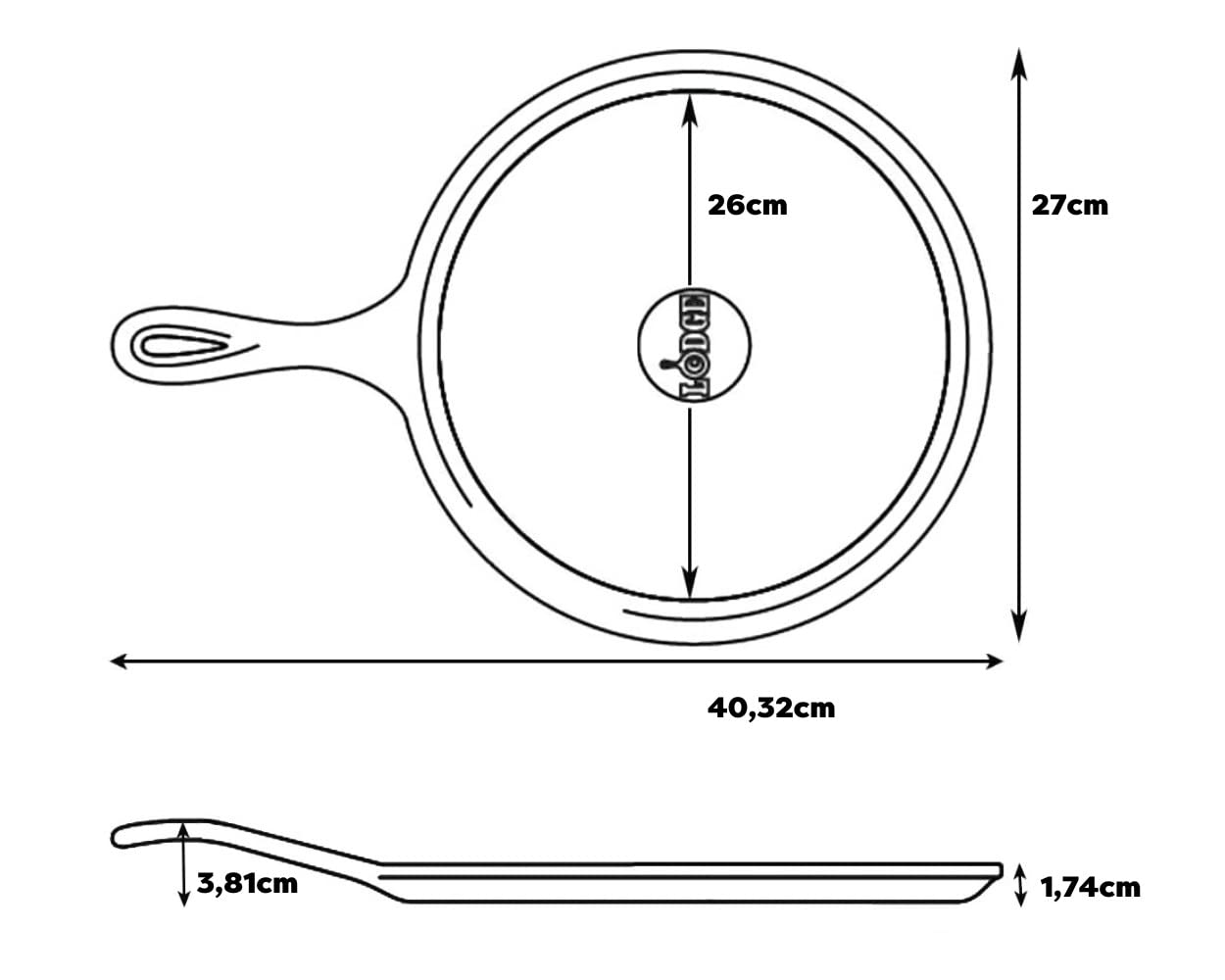 Lodge L9OG3 Cast Iron Round Griddle, Pre-Seasoned, 10.5-inch - Made in USA, Compatible with Stovetop, Oven, Grill & Campfire
