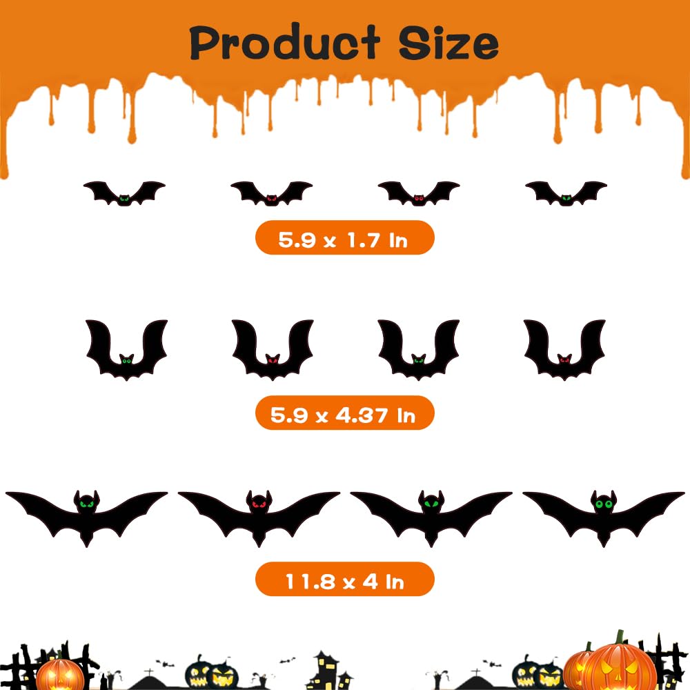 Magnetic Bats Halloween Garage Door Decorations, Magnet Bats Halloween Decorations with Individual Eyes for Garage Door, Car - 23 PCS