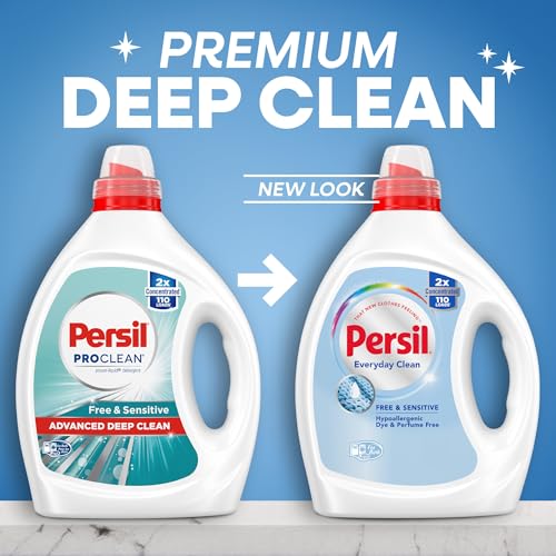 Persil Free & Sensitive Liquid Laundry Detergent, Unscented and Hypoallergenic for Sensitive Skin, 2X Concentrated, 82.5 fl oz, 110 Loads