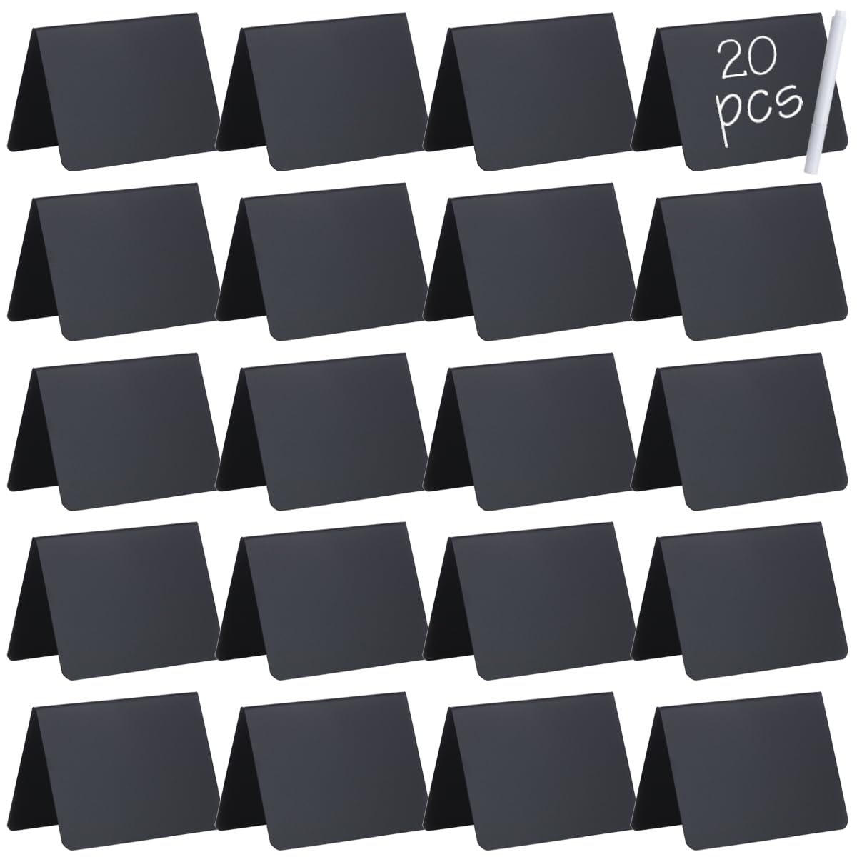 SUMERBOX 20 Pack Mini Chalkboard Signs, 4"x3" Small Chalkboard Signs for Food Buffet Party, Tabletop Chalkboard Signs Food Labels for Wedding Bakery Buffet, Easy to Write and Wipe Off