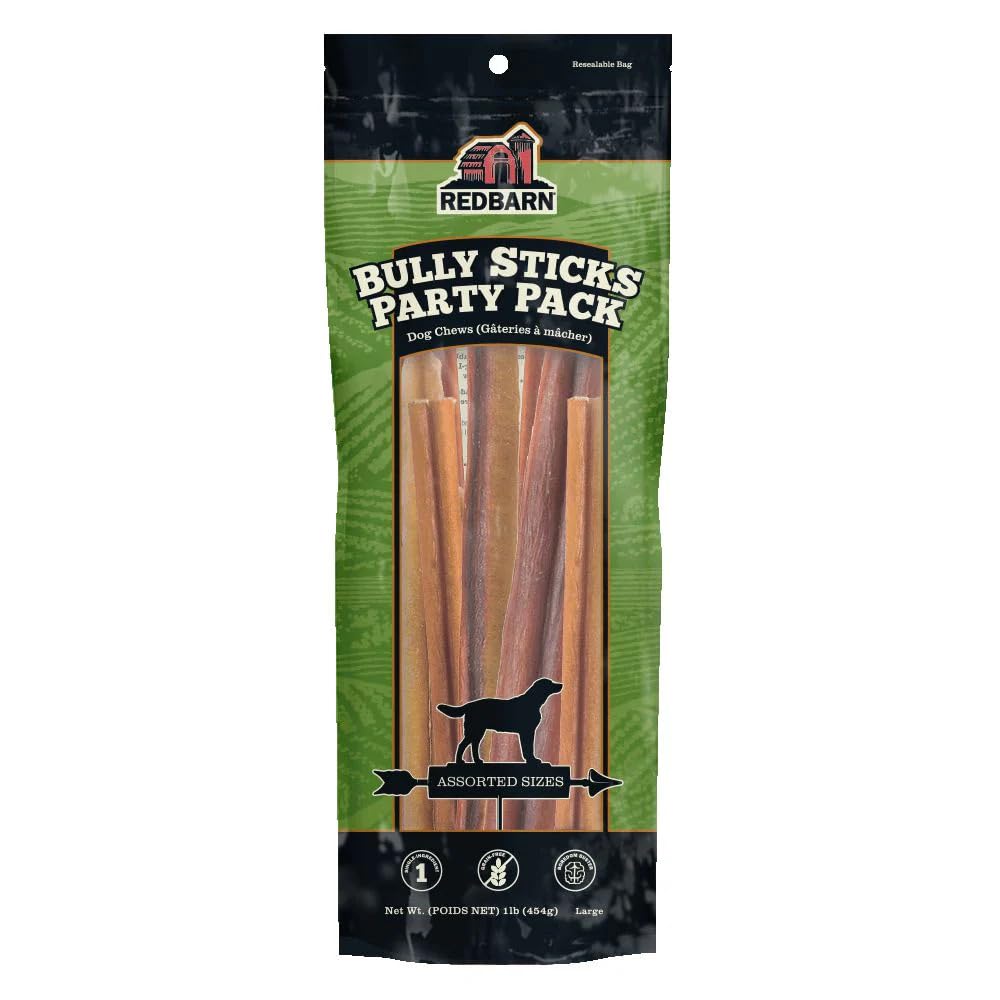 Redbarn Pet Products All Natural 5-8" Bully Sticks for Small & Large Dogs - Healthy Long Lasting Chews Variety Party Pack - 100% Beef Single Ingredient Low Odor Rawhide Free Dental Treats - 8 oz Bag