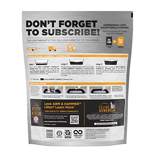 ARM & HAMMER Hardball Lightweight Platinum Multi-Cat Clumping Cat Litter Odor Control, Easy No-Mess Scooping, Garden Bloom Scent, 16.5 Lbs.