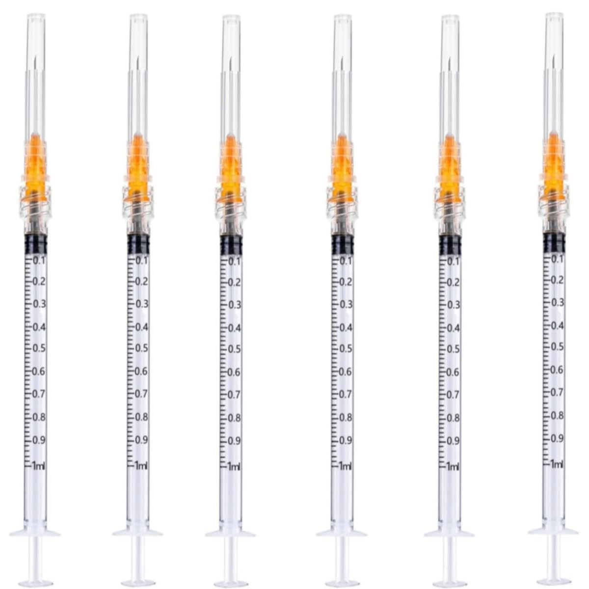 100 Pack 1ml 25 Gauge 5/8 Inch, for Scientific Labs, Industrial Dispensing and Liquid Measuring Supplies, Individually Sealed Packaging