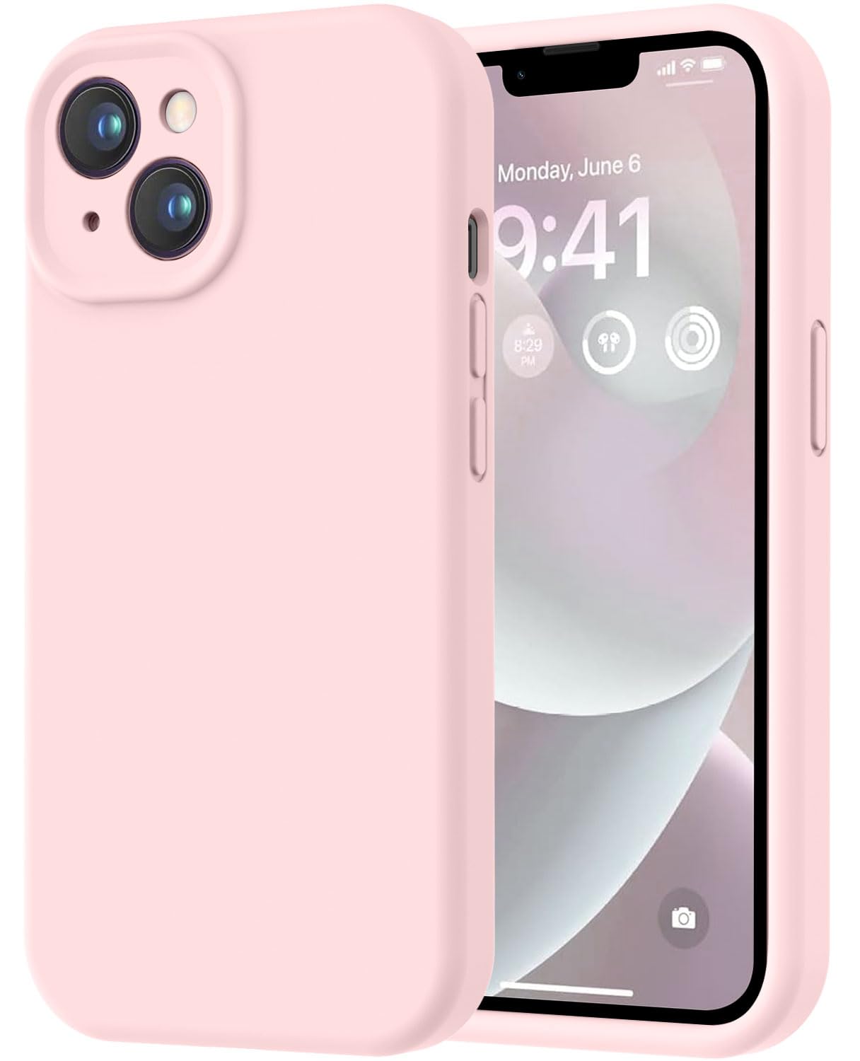 LOVE 3000 Designed for iPhone 14 Case, Premium Silicone with [Soft Anti-Scratch Microfiber Lining] Shockproof Protective Phone Case for Men Women Girls 6.1", Chalk Pink