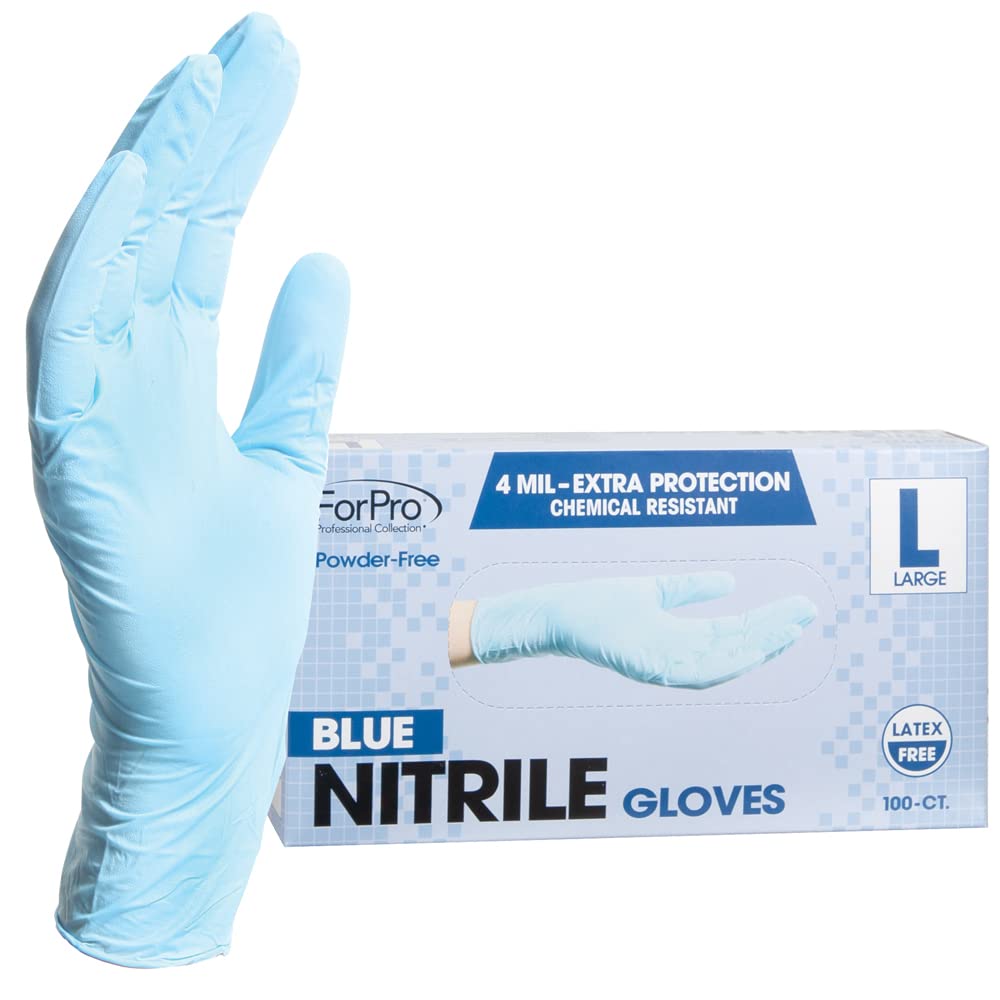 ForPro Professional Collection Disposable Nitrile Gloves, Chemical Resistant, Powder-Free, Latex-Free, Non-Sterile, Food Safe, 4 Mil, Black, Small, 100-Count