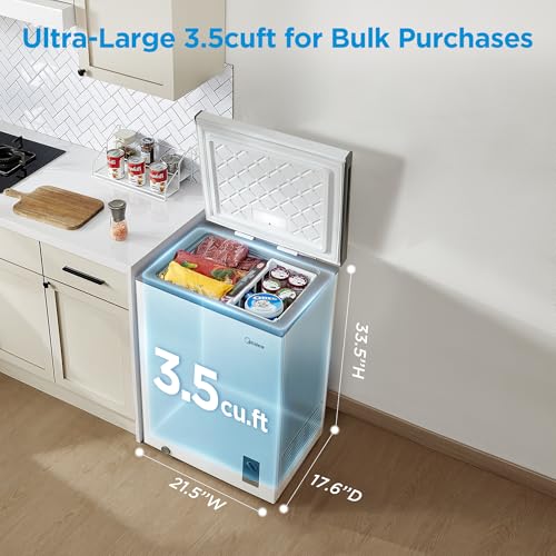 Midea MERC04C4BAWW 3.5 Cubic Feet Chest Freezer, Cu.ft-Convertible, White