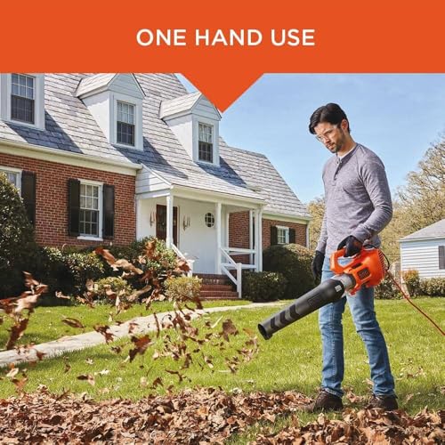 BLACK+DECKER Electric Leaf Blower, Handheld Blowers for Lawn Care, Lightweight, 180 MPH 7-Amp (LB700)