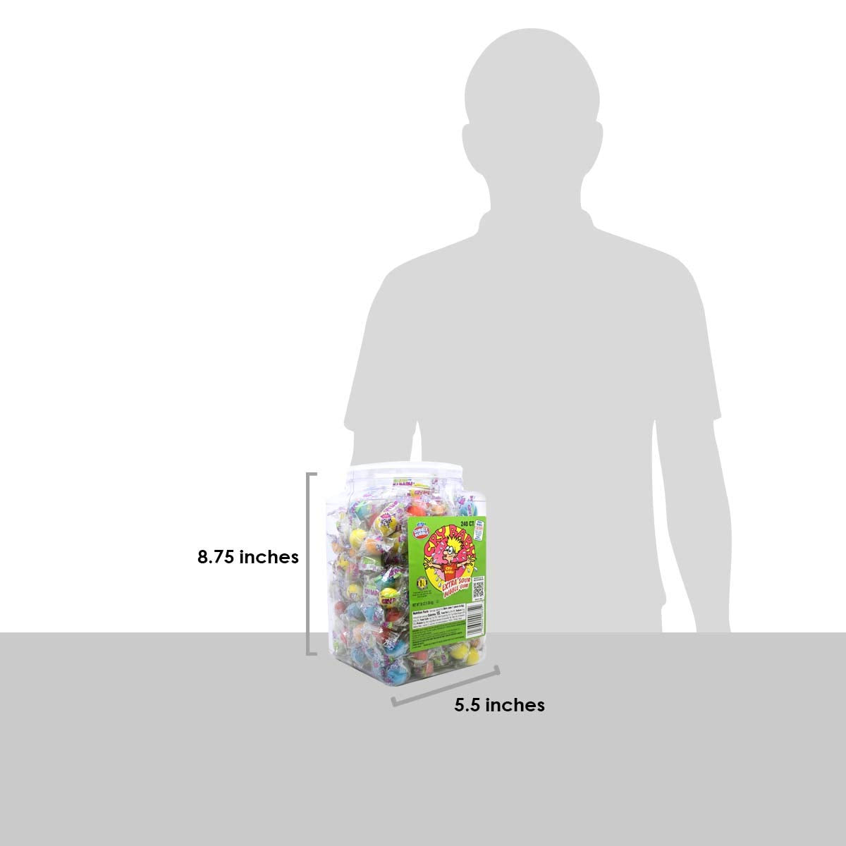 Dubble Bubble Cry Baby Extra Sour Bubble Gum - 240 Count Resealable Jar of Individually Wrapped Gumballs – Peanut Free, Gluten Free – 5 Flavors, 38 Oz (Pack of 1)