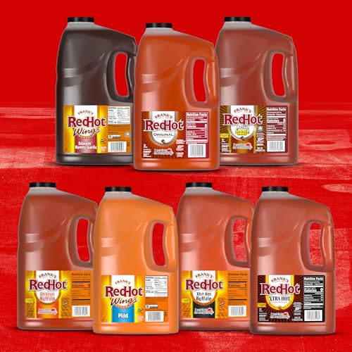 Franks RedHot Original Cayenne Pepper Hot Sauce, 1 gal - One Gallon Bulk Container of Cayenne Pepper Hot Sauce to Add Flavorful Heat to Entrees, Sides, Snacks, and More