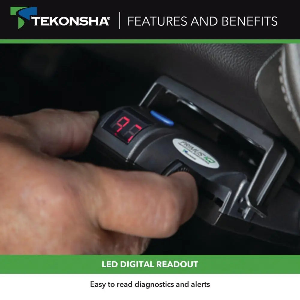Tekonsha 90160 Primus IQ, Proportional Brake Controller for Trailers with 1-3 Axles, compatible with Ford, GM, Chevy, Dodge, RAM, Toyota, Jeep. Wiring Harness Sold Separately.