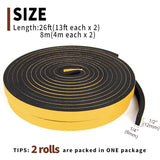 Yotache Weather Stripping Door Seal Strip 1/2" x 1/4", 2 Rolls x 13Ft, New Adhesive Foam Insulation Tape for Door Frames, Windows, Total 26Ft