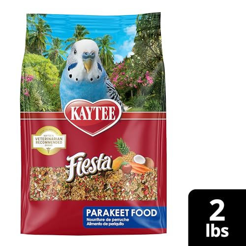 Kaytee Fiesta Parakeet Food, Nutritious and Fun Blend, Supports Skin, Feather, Digestion, Brain and Heart Health, 2 pounds