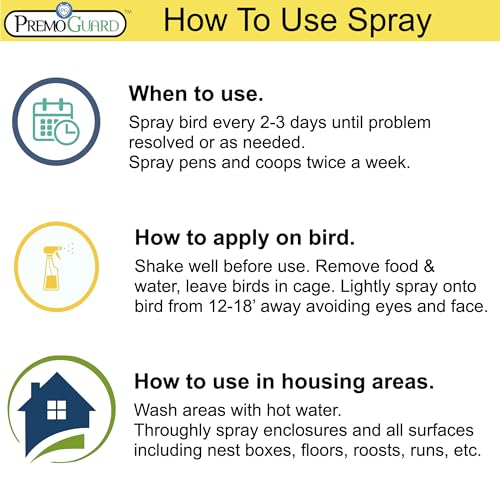 Poultry Spray by Premo Guard – 32 oz – Treat Mites, Fleas, Flies, and Lice – Effective Plant Based – Chicken, Turkey, Waterfowl, and Birds – Best Natural Protection for Control & Prevention