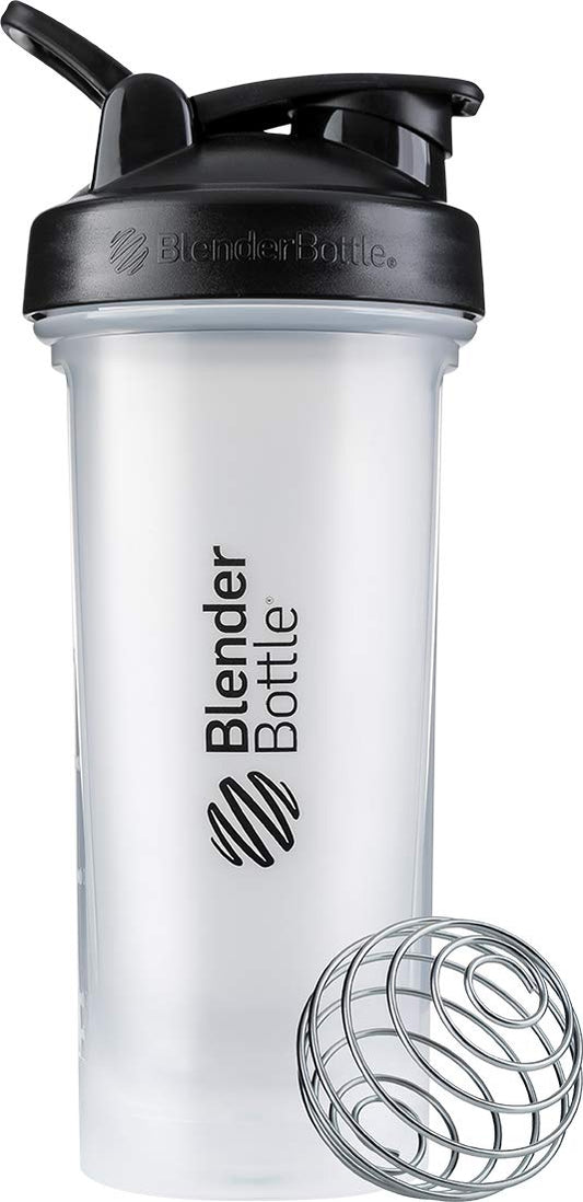 BlenderBottle Classic V2 Shaker Bottle Perfect for Protein Shakes and Pre Workout, 28-Ounce, Clear/Black