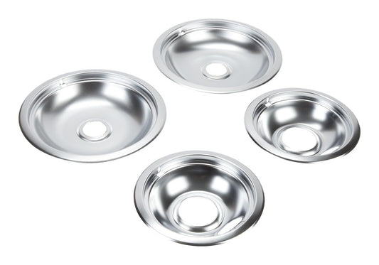 Whirlpool W10278125 Round Electric Range Burner Drip Bowls, Finish, Chrome