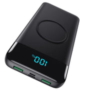 Wireless Portable Charger 30,800mAh 15W Wireless Charging 25W PD QC4.0 Fast Charging Smart LCD Display USB-C Power Bank, 4 Output External Battery Pack Compatible with iPhone 16/15/14/13, Samsung etc
