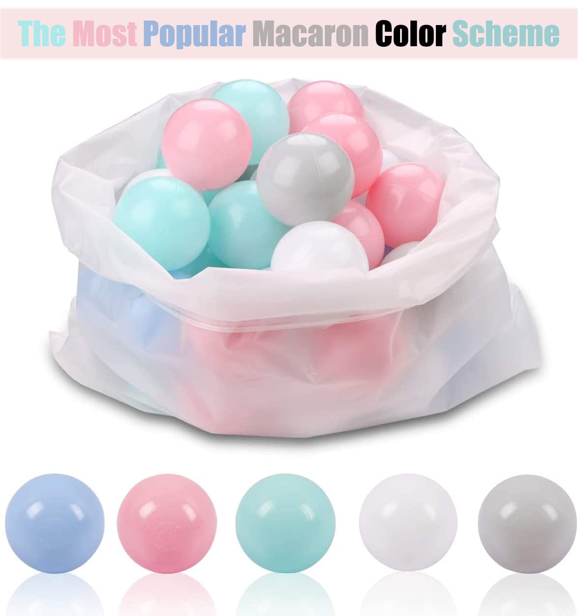 LANGXUN 50 100 200 Balls Soft Plastic Ball Pit Balls for Kids, Gift for Baby Toddler Birthday Christmas, Ball Pit Play Tent, Baby Kiddie Pool Water Toys, Party Decoration
