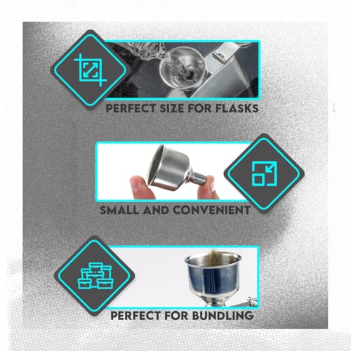 SE Stainless Steel Funnel for Flasks Bottles and Mini Bottles, Small Steel Drink Funnel for Filling Drinking Liquor Flask, Transferring Oil, Juice, Milk -HQ93