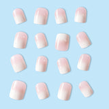 WAFOLOZE Nails Press ons,White Ombre Short Square Press on Nails Fake Nails Glossy Acrylic Artificial Nails Stick on Nails for Women 24Pc