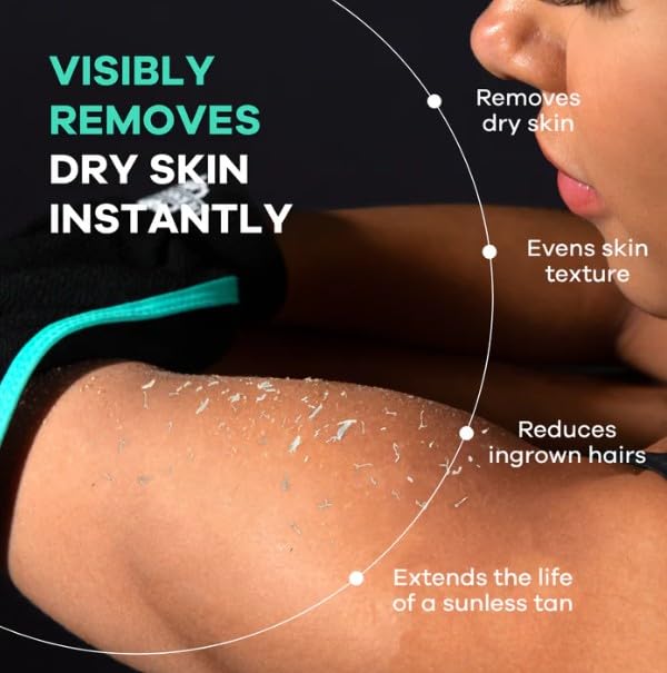 Dermasuri Deep Exfoliating Glove - Polishing Mitt Body Scrubber - Korean Skin Cleaner Exfoliator & Dead Skin Buffing Treatment - Keratosis Pilaris Scrub Remover- Shower Skincare (1 Pack)