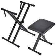 tipatyard Keyboard & Bench Set, 2024 Upgrade Heavy Duty Double-X Keyboard Stand, Adjustable & Portable Digital Piano Stand with Locking Straps