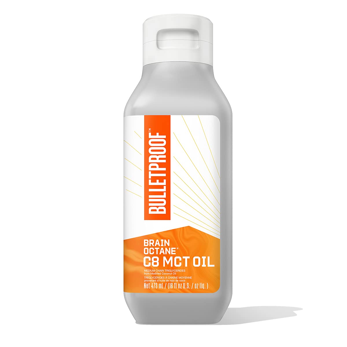 زيت جوز الهند Bulletproof Brain Octane C8 MCT، سعة 16 أونصة، مكمل كيتو ممتاز لطاقة مستدامة وتقليل الرغبة الشديدة، وقود للدماغ والجسم، بدون نكهة، يضاف إلى القهوة والعصائر