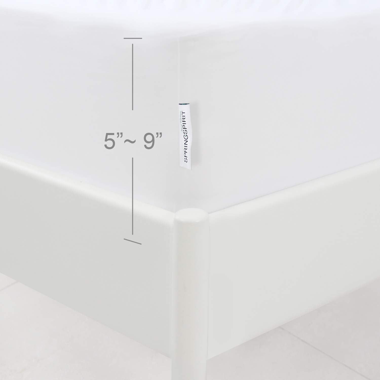 Box Spring Cover Queen Size with Smooth and Elastic Woven Material, Only Covers Sides, Alternates for Bed Skirt, Wrinkle & Fading Resistant, Washable, Dustproof, White