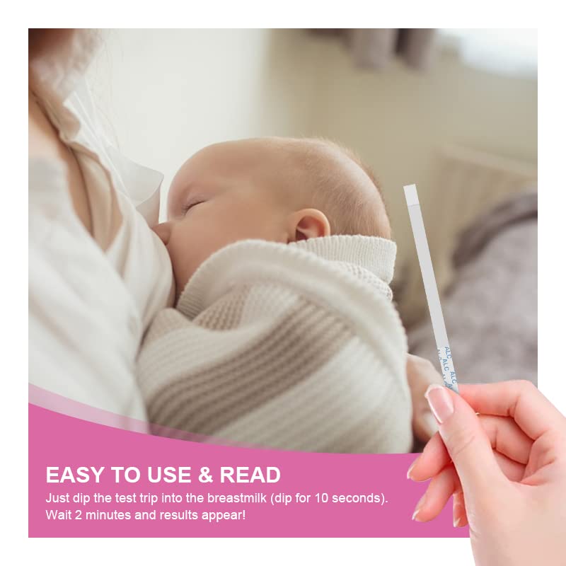 FIRSTVIEW Alcohol Test Strips for Breastmilk,Detects Alcohol in 2 Mintues, High Sensitivity to 0.02%（20mg/dL, Simple Breastmilk Dip Test, Fast and Easy to Use for Breastfeeding Moms-10 Test Strips