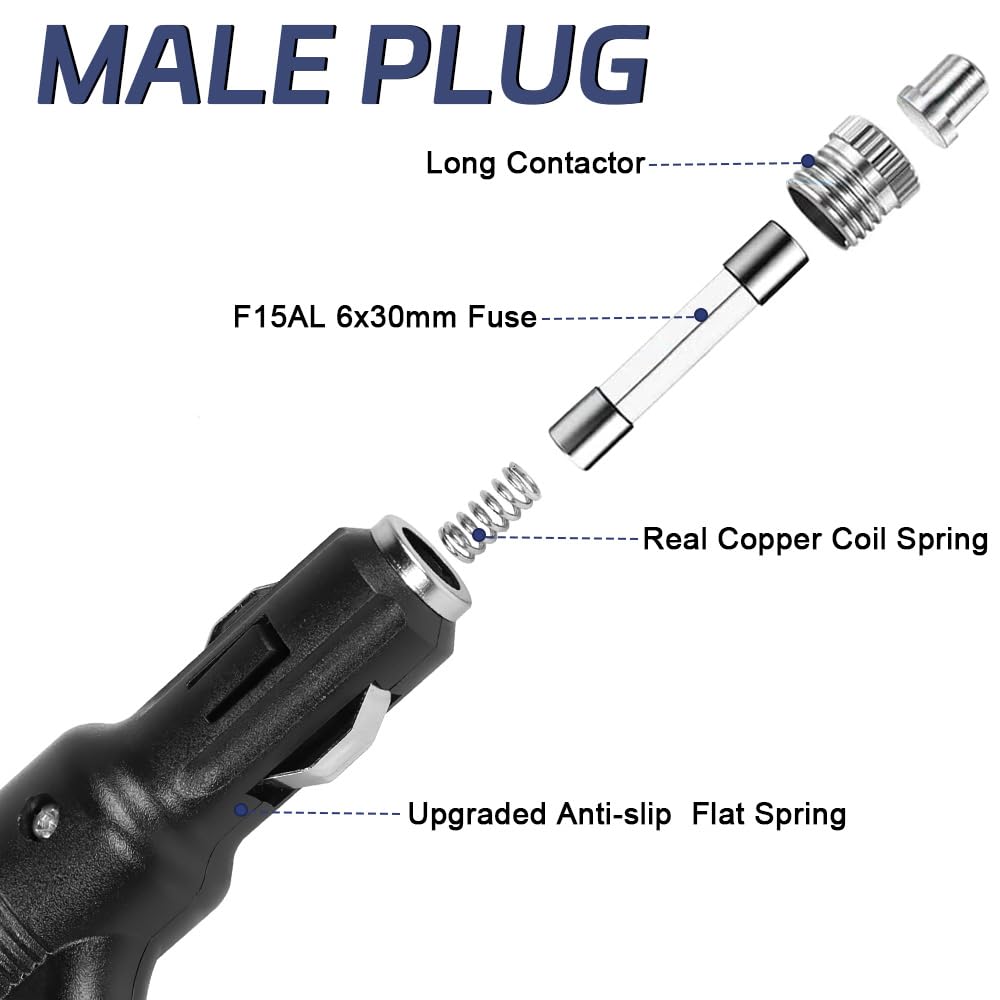 Car Cigarette Lighter Splitter, 12v Splitter Adapter for Car,Supports Fast Charging,1 to 2 Car Cigarette Lighter Splitter Power Charger Port, for 12/24 Volt Cars Vehicle,with on Off Switch