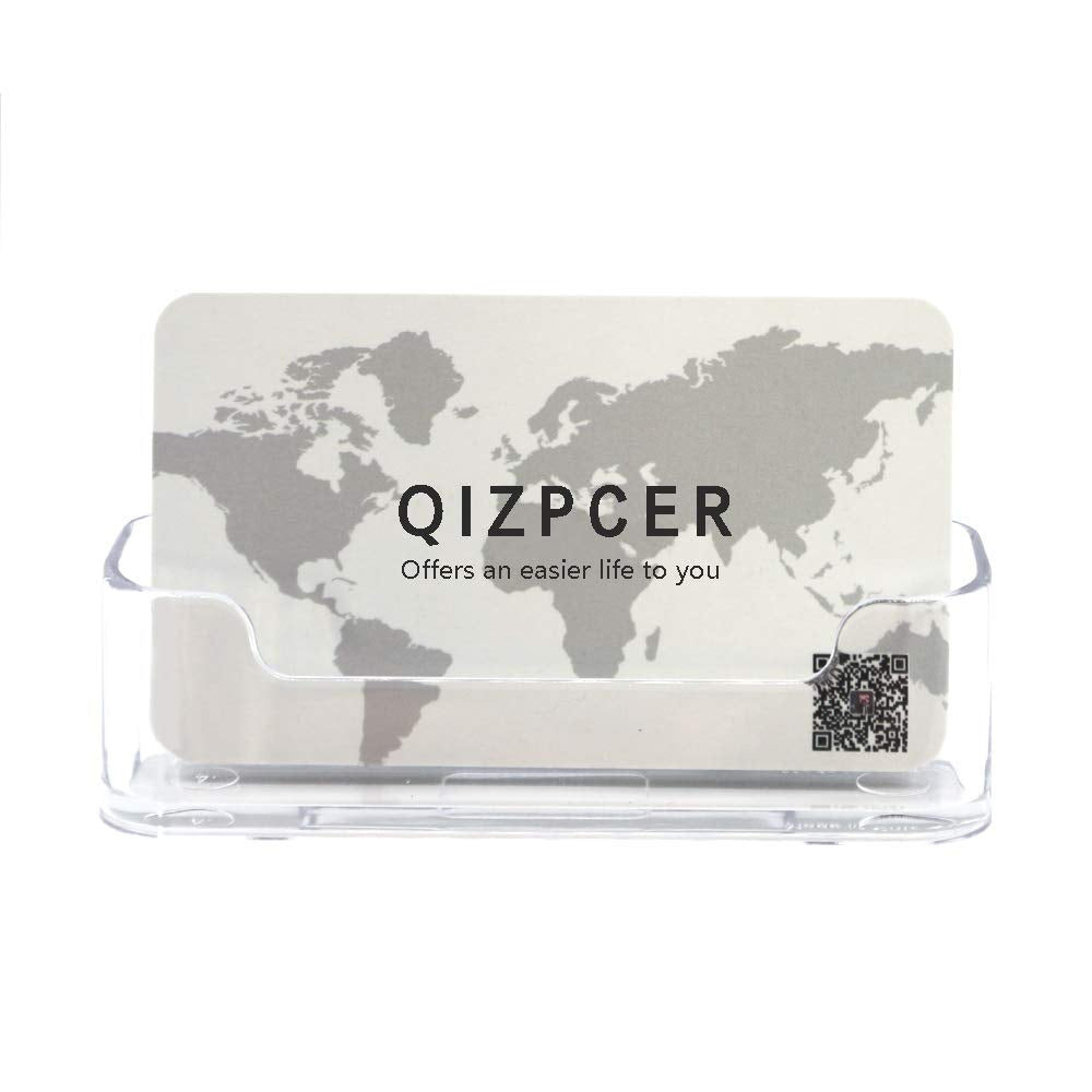 4 Pack Clear Plastic Business Card Holder,Acrylic Business Card Display for Desk Business Card Stand