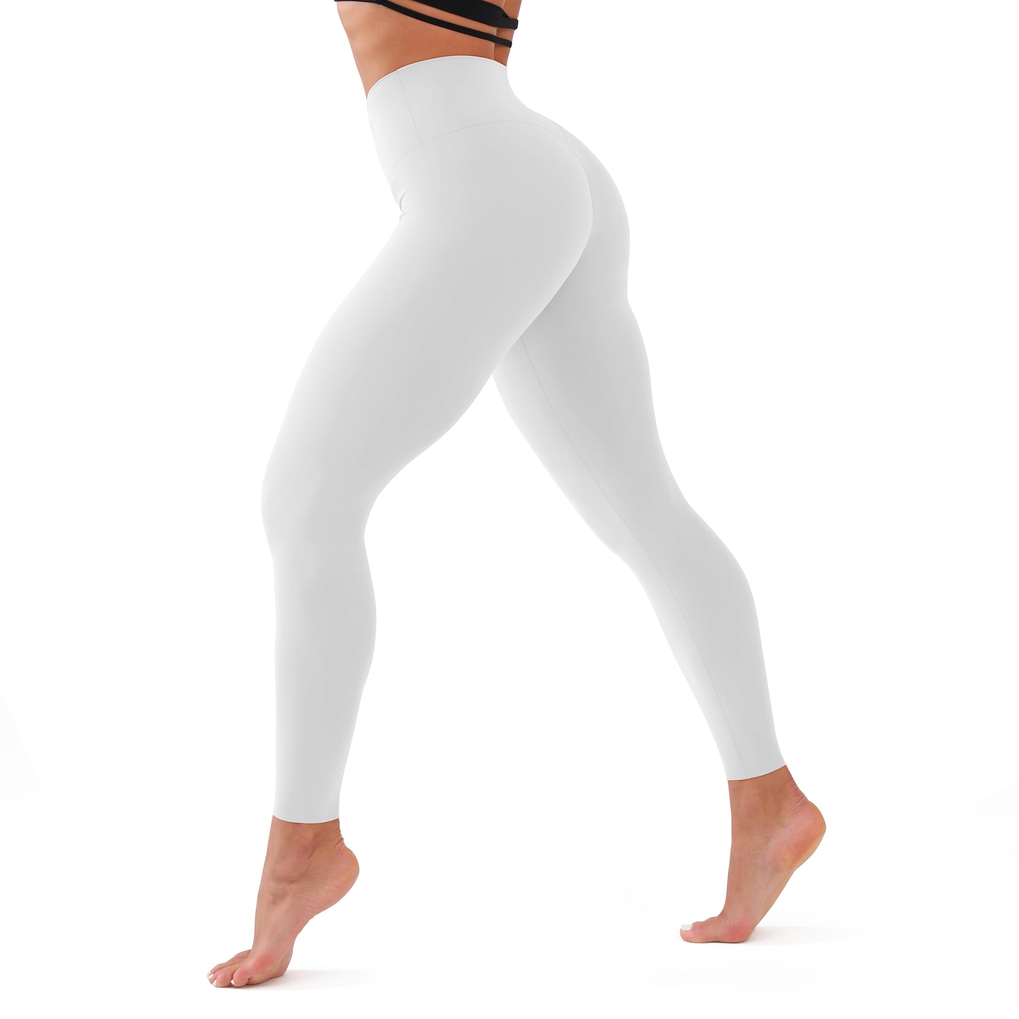 CHARMKING High Waisted Leggings for Women Soft Tummy Control Pants Non See Through Workout Yoga Pants for Running Reg & Plus Size(White, Small-Medium)