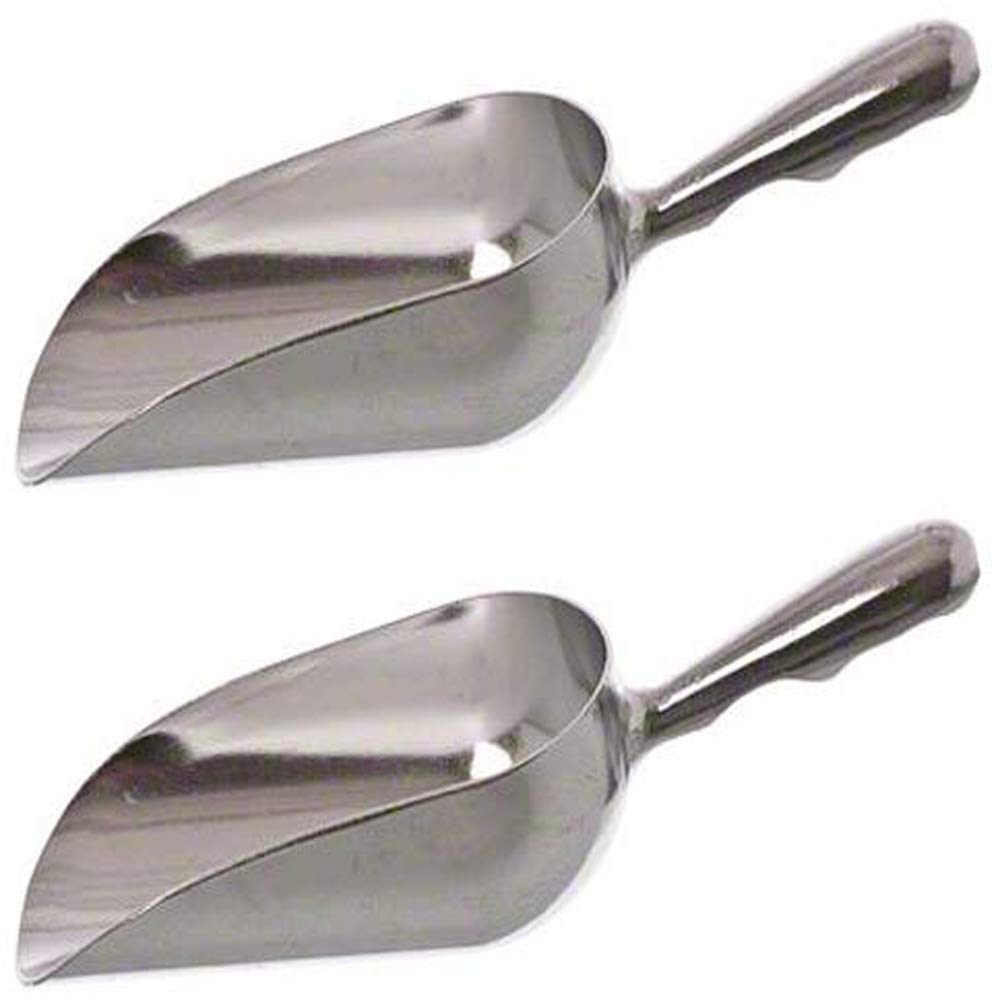 SET OF 2, 12 Oz. (Ounce) Bar Ice Scoop, Dry Bin Scoop, Dry Goods Scoop, Candy Scoop, Spice Scoop, Cast Aluminum
