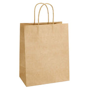 10.6x7.9x4.3" Kraft Paper Bags 100pcs Gift Bag with Handles for Wedding Party Craft Retail Packaging,Recycled Twist Handles Brown Shopping Bags (Brown,S-100)