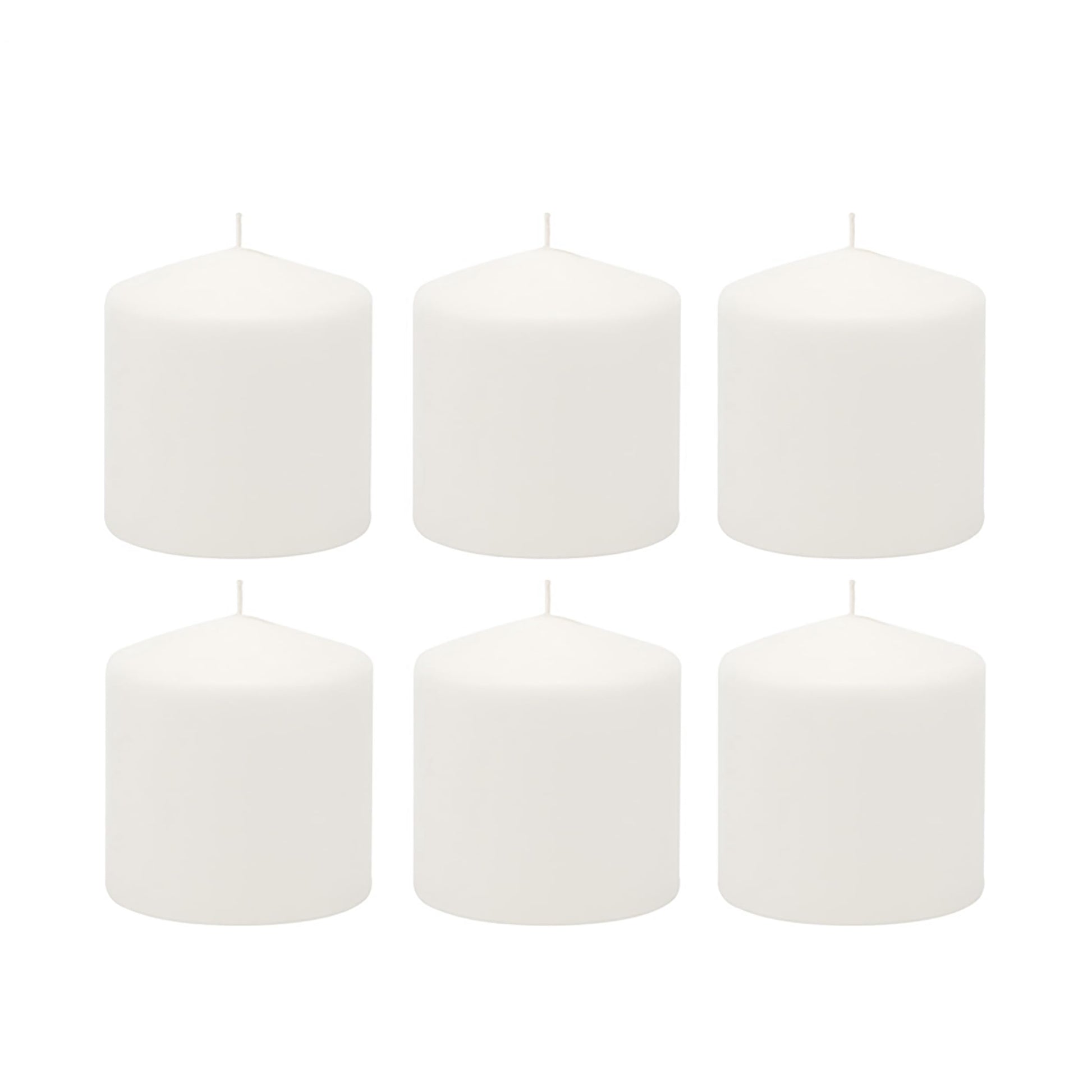 Stonebriar 6 Count Tall 3 x 6 Inch 65 Hour Long Burning Unscented White Wax Pillar Candles