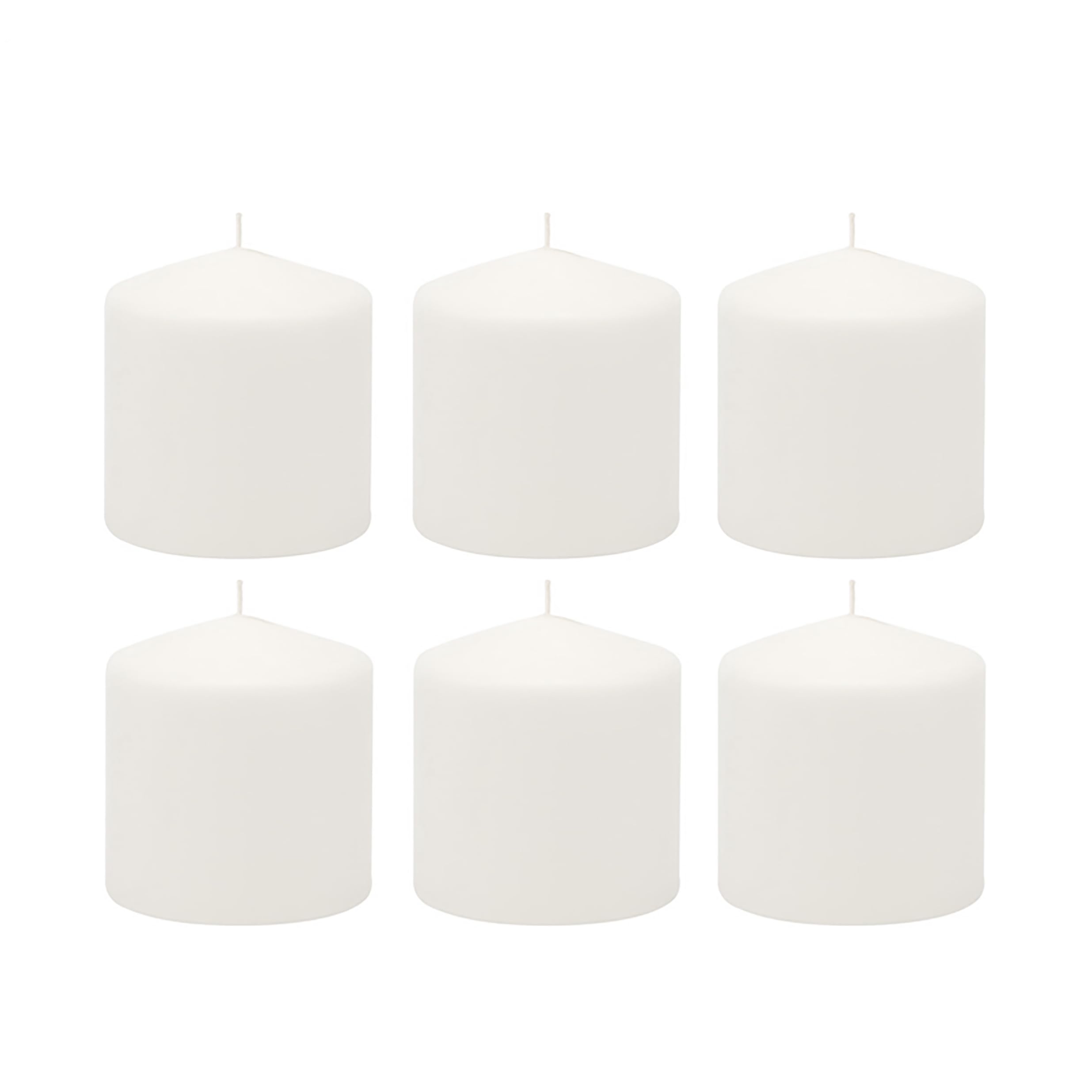 Stonebriar 6 Count Tall 3 x 6 Inch 65 Hour Long Burning Unscented White Wax Pillar Candles