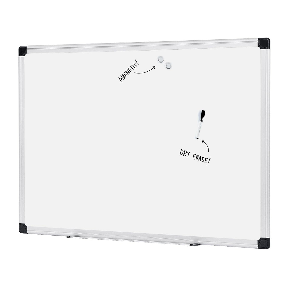 Basics Magnetic Whiteboard/Dry Erase Board, 36 x 48-inch, Aluminum Frame, Silver/White