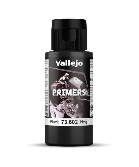 Vallejo - Surface Primer Color | Black Acrylic Primer 60 ml (2.02 fl.oz.) | Matte Finish and Fast Drying | Perfect for Airbrushing and Great Adhesion to Figurines and Scale Models