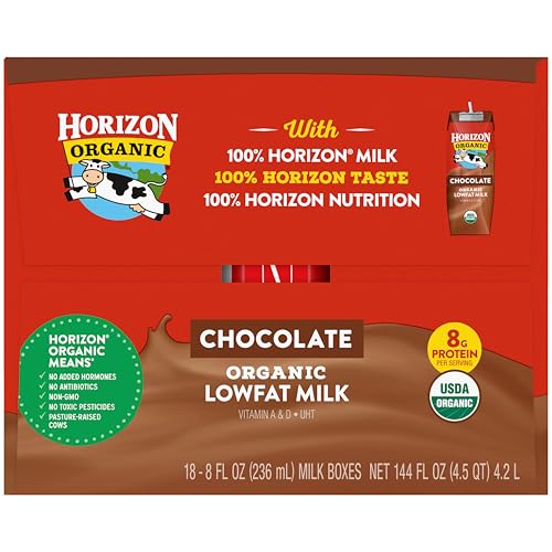 Horizon Organic Shelf-Stable 1% Lowfat Milk Boxes, Chocolate, 8 Fl Oz, 18 Pack