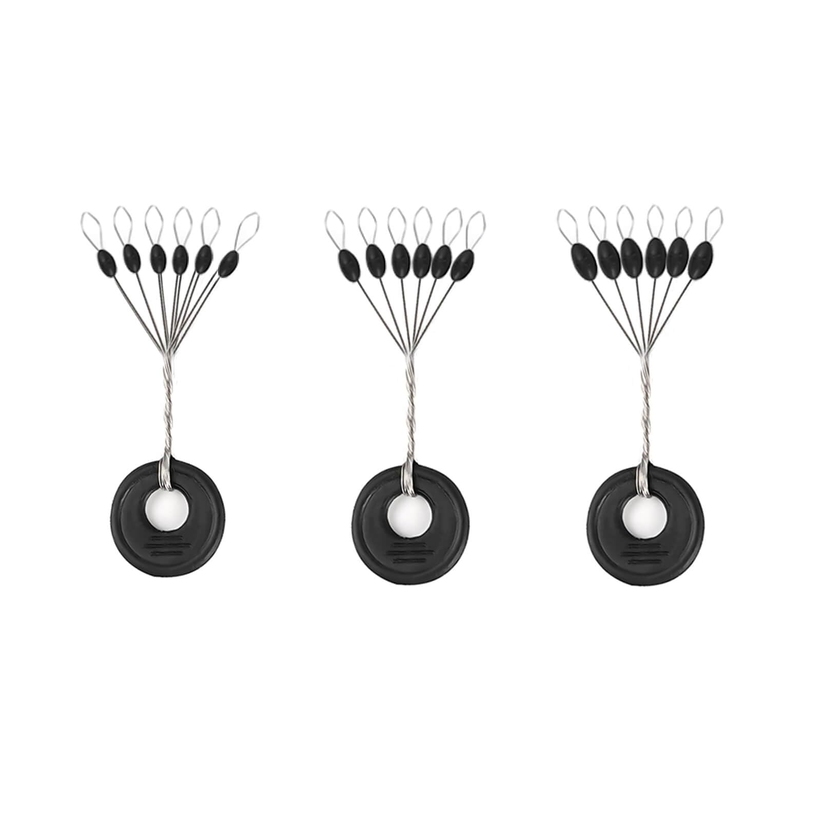 Lavie&Camus 720PCS Fishing Bobber Stopper, Oval Floats Sinker Stops, 6 in 1 Black Rubber Bobber Stops, L M S Size Float Stop Kit