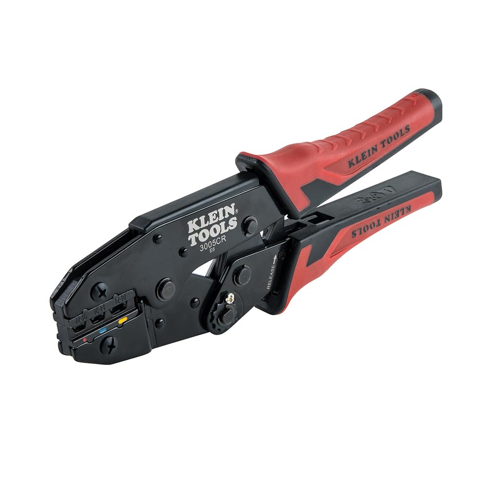 Klein Tools 3005CR Wire Crimper Tool, Ratcheting Insulated Terminal Crimper for 10 to 22 AWG Wire