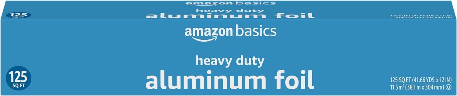 Amazon Basics Heavy Duty Aluminum Foil, 125 Sq Ft (Pack of 1)