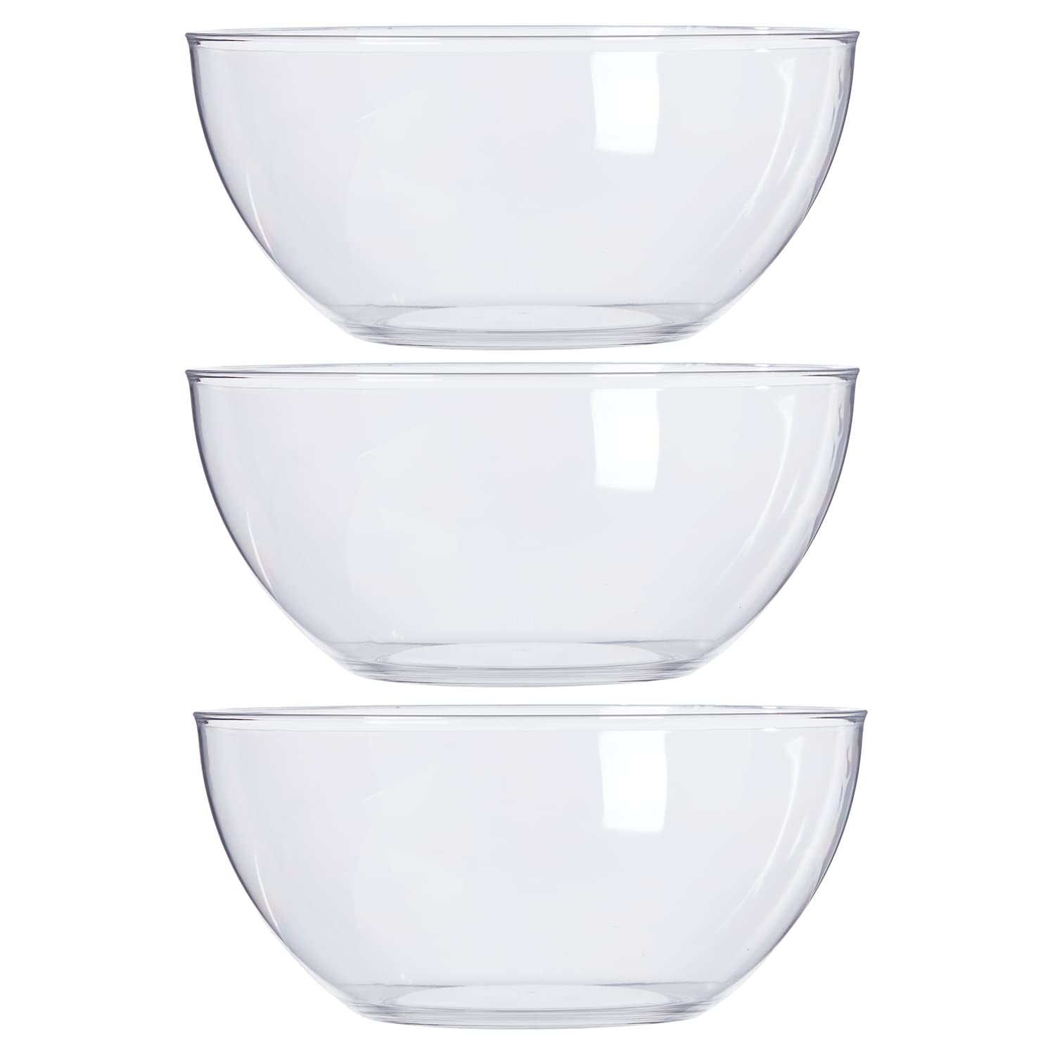 US Acrylic Vista Clear Plastic Salad and Serving 10-inch Bowls | set of 3 | Reusable, BPA-free, Made in the USA | 135 oz. capacity