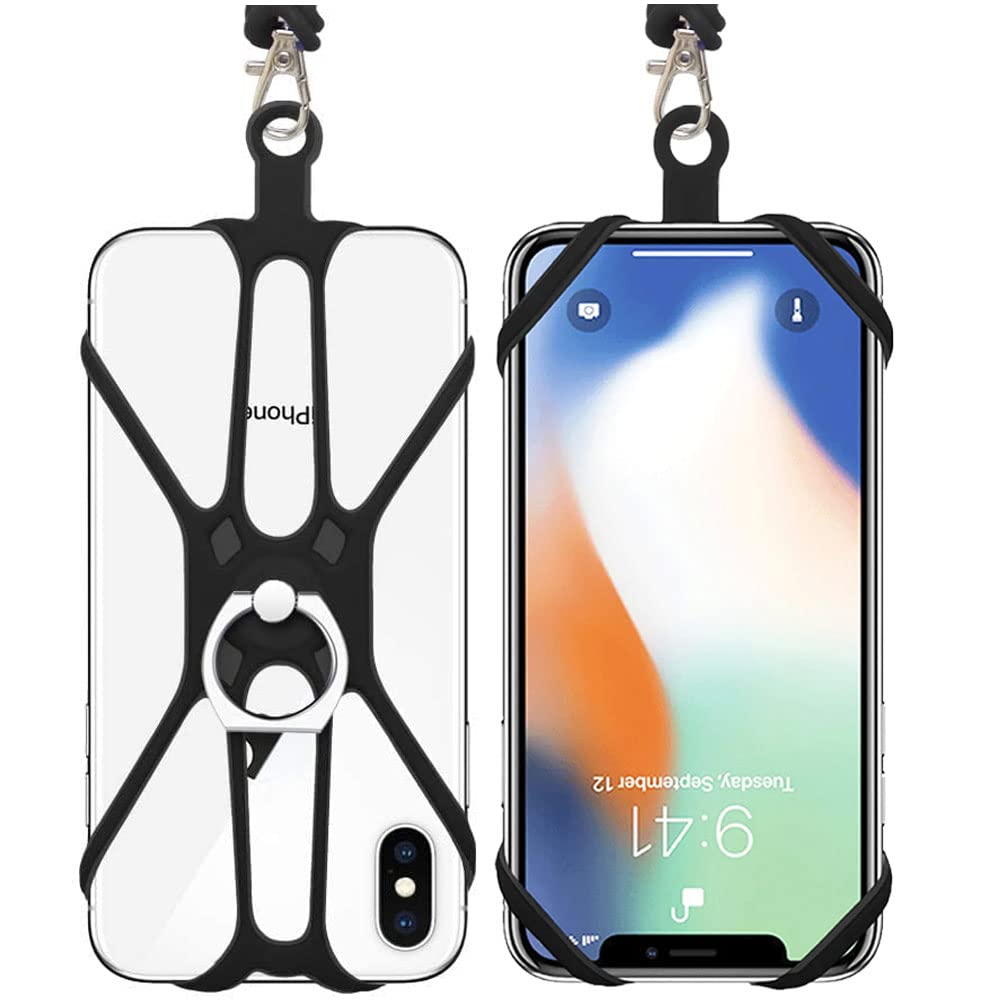 Kinizuxi 2 Stück Handy-Umhängeband mit verstellbarem Nackenriemen und Telefonringhalterung, universelles Smartphone-Umhängeband für iPhone, Umhängebänder für den Hals, kompatibel mit den meisten Smartphones