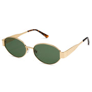 SOJOS Retro Oval Sunglasses for Women Trendy Sun Glasses Classic Shades UV400 Protection SJ1217 Gold/Green Lens